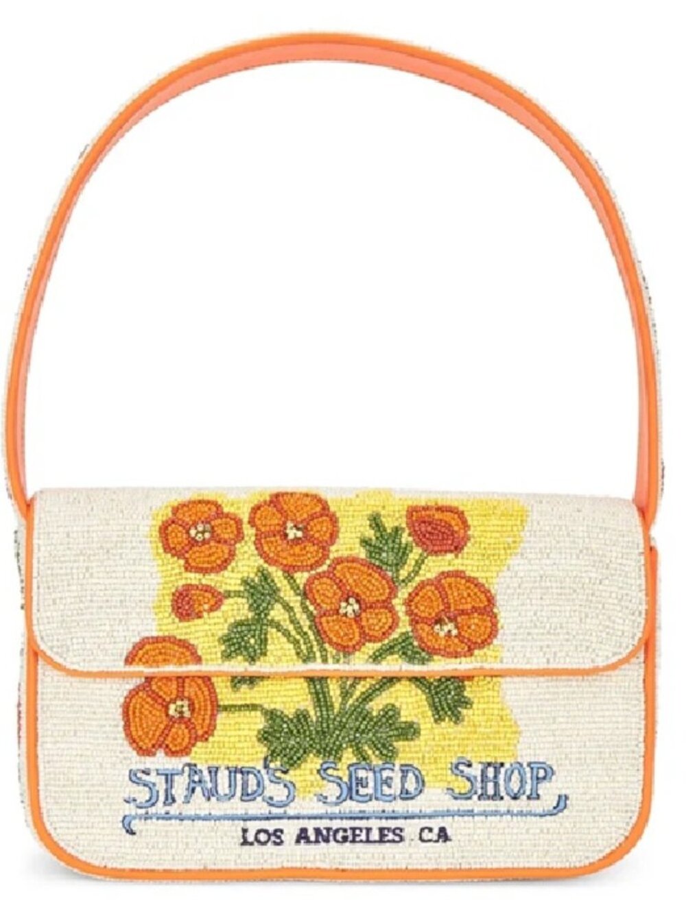 Staud Tommy Beaded Bag in California Poppy Seed Shop NWT
